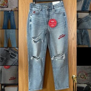 American Eagle Outfitters x Kellogg Mom Straight Distressed Jeans Size 4
